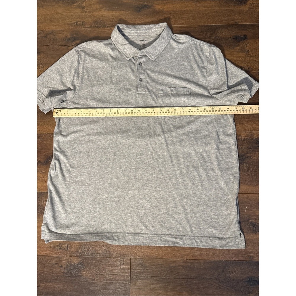 Sonoma Goods For Life Performance Polo Shirt Men's Gray Short Sleeve Rayon Blend - Picture 4 of 7